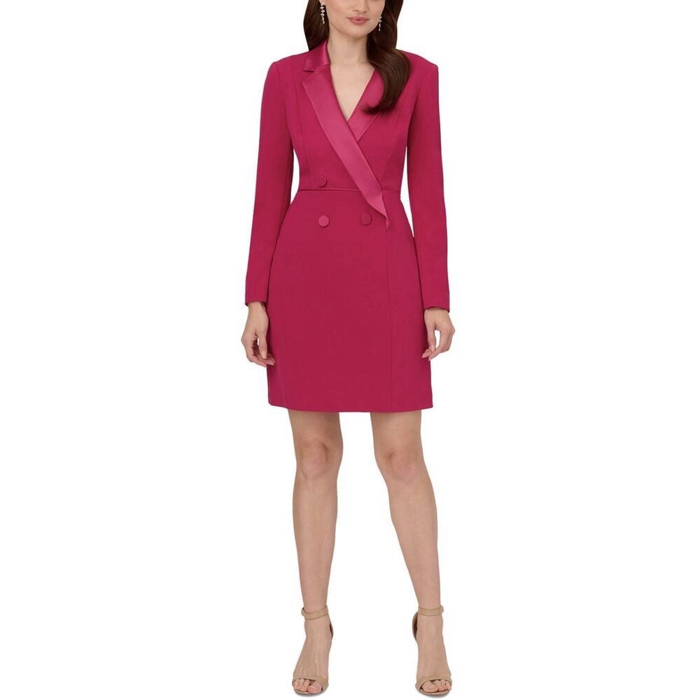 NWT Adrianna Papell Women Pink Crepe Tuxedo Sheath Dress Size 4